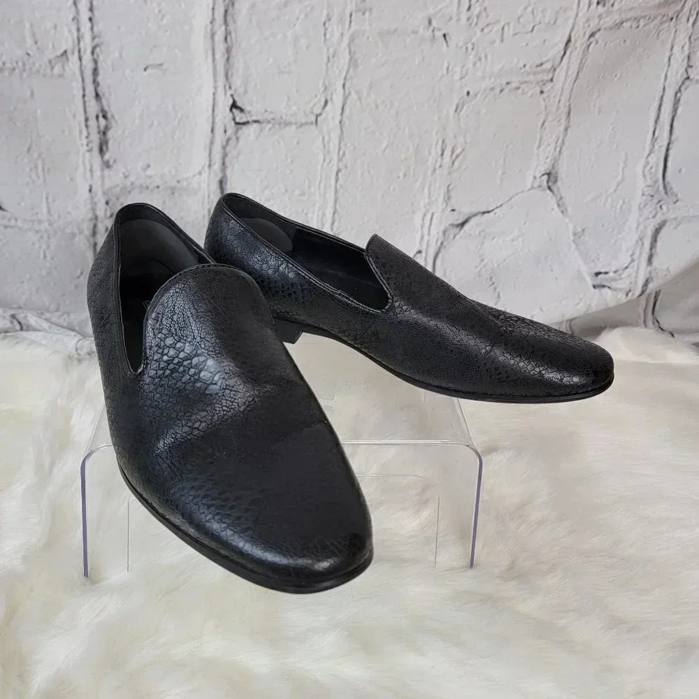 GIORGIO Brutini Black Slip On Loafer Driving Smoking‎ Shoes Mens Business 8.5